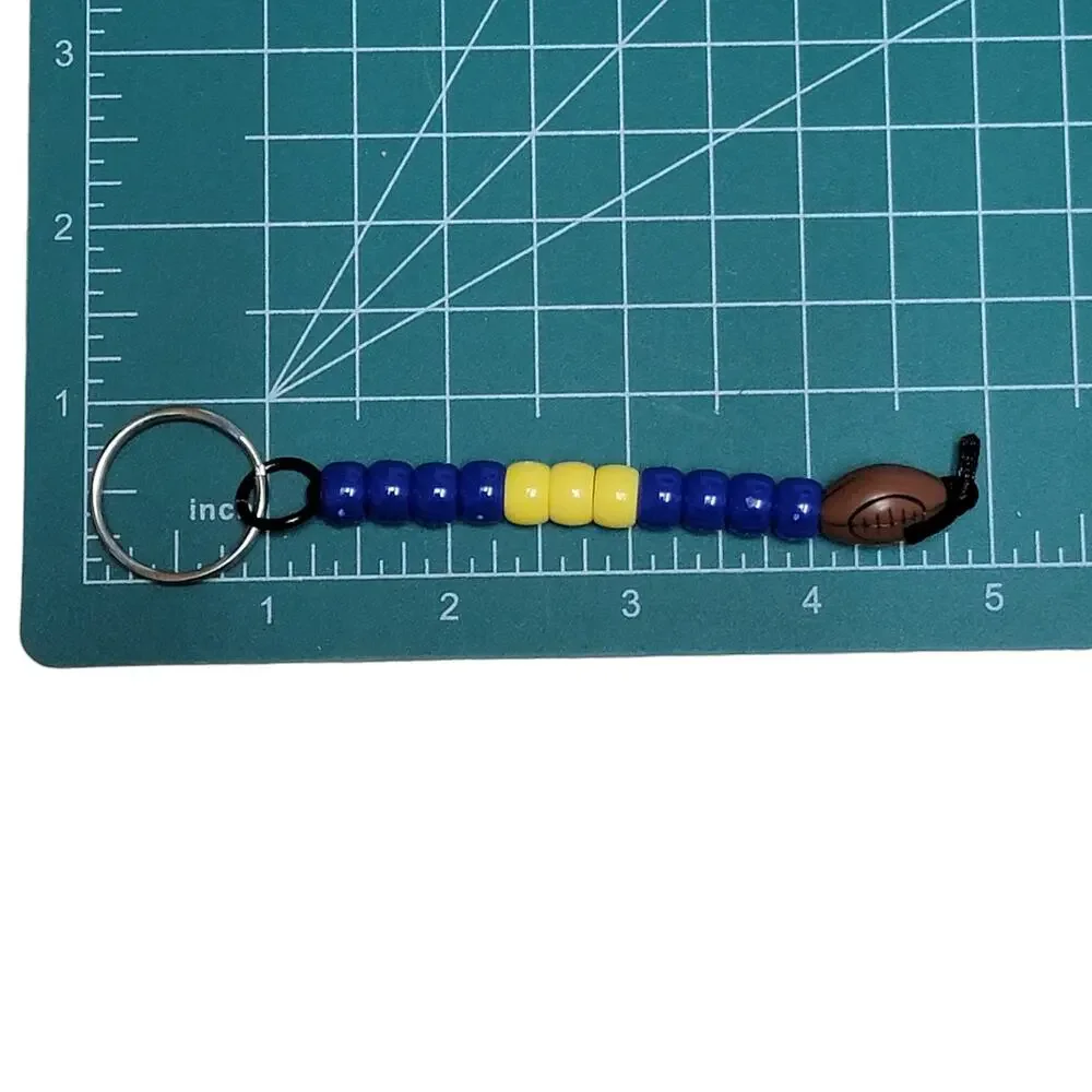 Football Keychain‎ Blue Yellow NFL NCAA Sports Fan Mom Dad Parent Handmade Gift